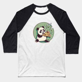 Cartoon Adorable Kawaii Panda Cute Eats Pizza Baseball T-Shirt